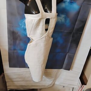 Herve Leger Cream Backless Bandage Dress